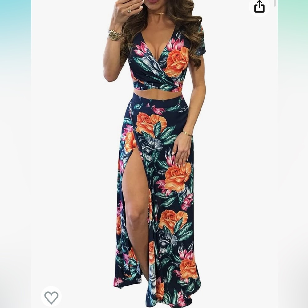 Hawaiian two piece maxi skirt and top set
